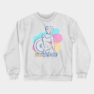 Colored Fitness Emblem with Athletic Woman Crewneck Sweatshirt